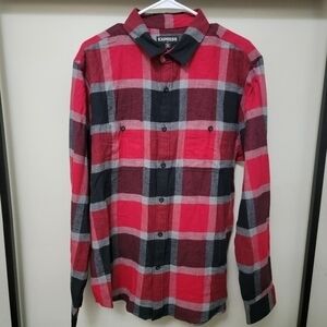 NWT Express Men's Plaid Flannel Button Dow…